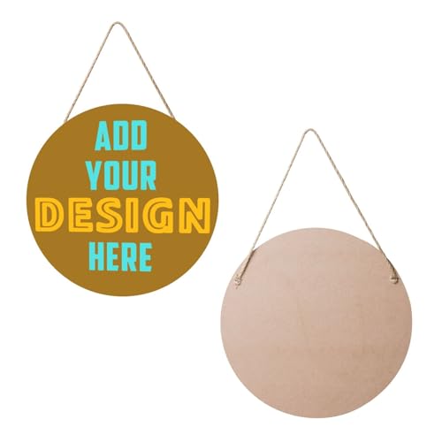 Custom Wood Sign Personalized Round Hanging Wood Sign Upload Your Logo Photo Image Customizable Door Plaque For Outdoor/Indoor Decor (12 x 12 Inch (Round))