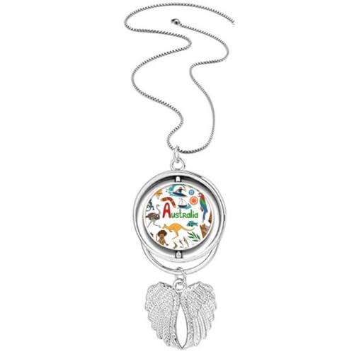 Collier drapeau australien et ailes d'ange - Bijou paysage pour homme et femme