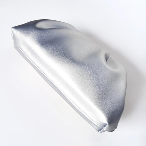 Image of BRYCTSISEN Pleated Evening Vegan Leather Clutch Handbag Purse Metallic PU Cloud Shoulder Bag for Women Evening Purse Handbag