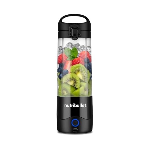 Nutribullet Tritan Batidora Portátil y Ligera, Minibatidora con Cuchilla de Acero Inoxidable de 4 Puntas, Batidora Multifunción, Cargador USB-C más de 15 Ciclos de Batido, 475 ml, NBP003B Negro