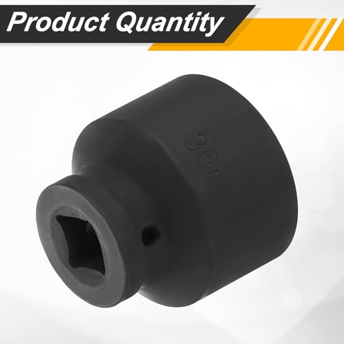Image of HARFINGTON 1 /2 inch Drive x 36mm Shallow Impact Socket 12-Point Metric CR-V Steel Spindle Nut Impact Flip Sleeve for Home Auto Nuts Bolts Repair