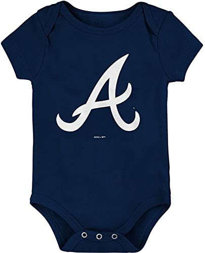 Image of Genuine Stuff MLB Newborn & Infants 0-24 Months Primary Logo Creeper Bodysuit Romper (Atlanta Braves, 3/6 Months)