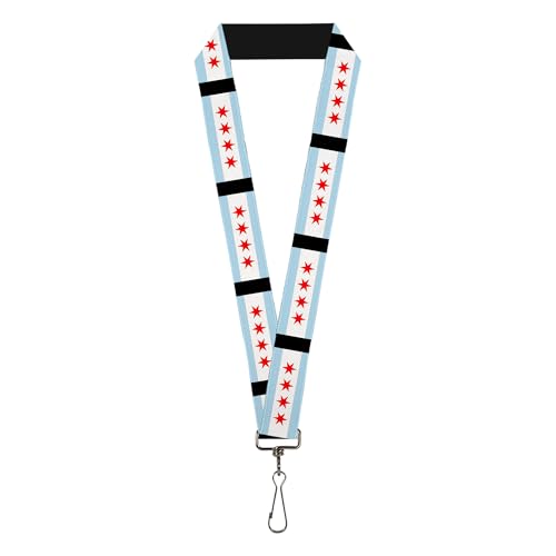 Buckle-Down Lanyard - Chicago Flags/Black
