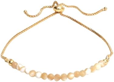 Gempires Bolo Birthstone Bracelets for Women, 14K Gold Plated Bolo Bracelet, Adjustable, Dainty & Hypoallergenic with Genuine Gemstone Beads, gift for her