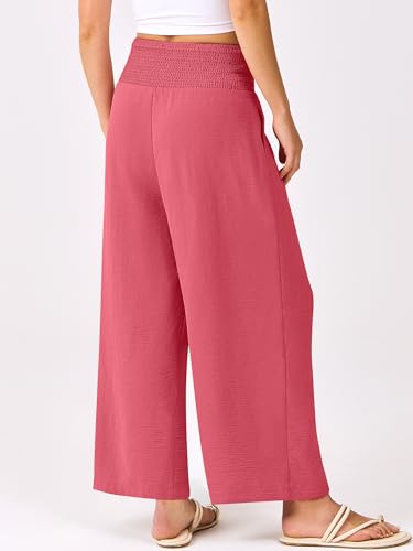 Image of ANRABESS Womens Wide Leg Palazzo Pants with Pockets | Lightweight Breathable High Waisted Pants, Beach Vacation Flowy, Lounge & Casual Summer Trousers