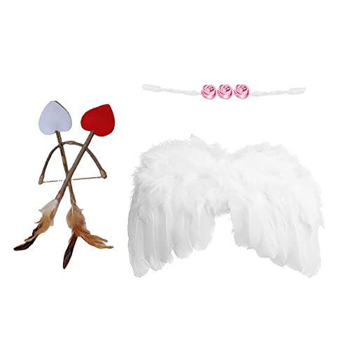 Baby Cupid Costume Feather Angel Wings Headband Arrows Bow Set Newborn Photography Props Baby Angel Outfit For Boys Girls #TOP27