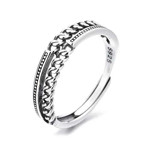 Bague ajustable pour femme en maille chaine style rétro hipster
