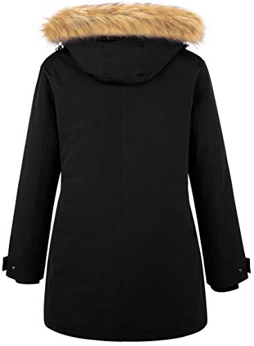 Soularge Women's Plus Size Winter Warm Padded Coat with Faux Fur Hood2