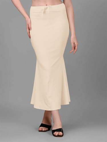 Image of Women's Saree Shapewear Petticoat, Cotton Blend Stretchable Mermaid Skirt, High Waist Tummy Control, Smooth Curve Fit with Adjustable Drawstring