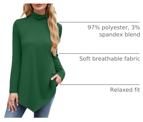 Image of JUSTFASHIONNOW Turtle Neck Shirts for Women Long Sleeve Fall Tunic Tops