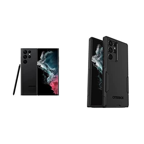 SAMSUNG Galaxy S22 Ultra Cell Phone, Factory Unlocked Android Smartphone, 128GB, 8K Camera & Video, Phantom Black & OTTERBOX Commuter Series Case for Galaxy S22 Ultra - Black