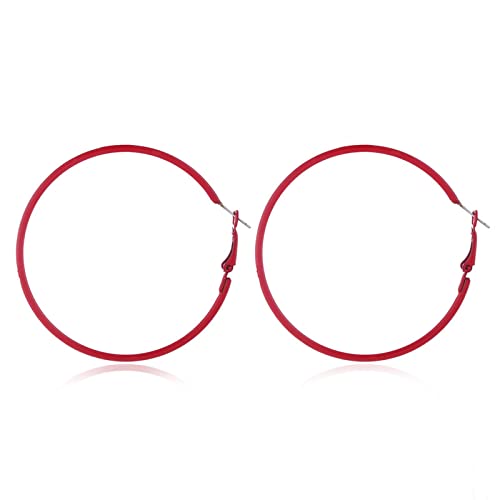 70s 80s Round Circle Earrings Fluorescence Hoop Earrings Colorful Retro Neon Big Round Earrings for Women Jewelry Gifts