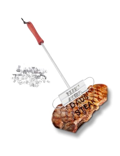 ZLXHDL Branding Iron Kit with 120+ Interchangeable Letters and Spaces, Custom Design for Steak Meat BBQ Grill and Chicken Branding Tool Personalized Branding Set with Wood Handle