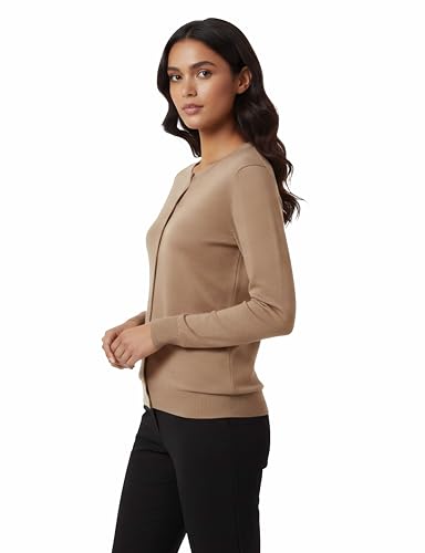 Image of Allsense Women's Long-Sleeve Crewneck Cardigan | Classic Button Down Sweater, Soft Fine Knit, Lightweight