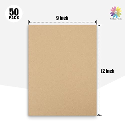 Image of Mat Board Center, 50 Corrugated Cardboard Sheets 9x12 Inches Flat Card Board Inserts for Packing, Shipping, Mailing, DIY Crafts
