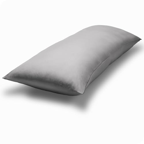 Image of Bare Home Microfiber Body Pillow Cover - Ultra Soft - Cooling Pillowcase - Double Brushed - Pillowcase with Zipper Closure - Easy Care (21''x54'' Body Pillow Cover, Light Grey)