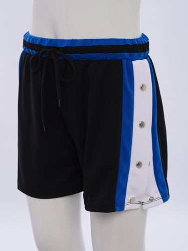 TiaoBug Kids Boys Tear Away Basketball Shorts Drawstring Press Button Side Split Workout Sports Shorts4