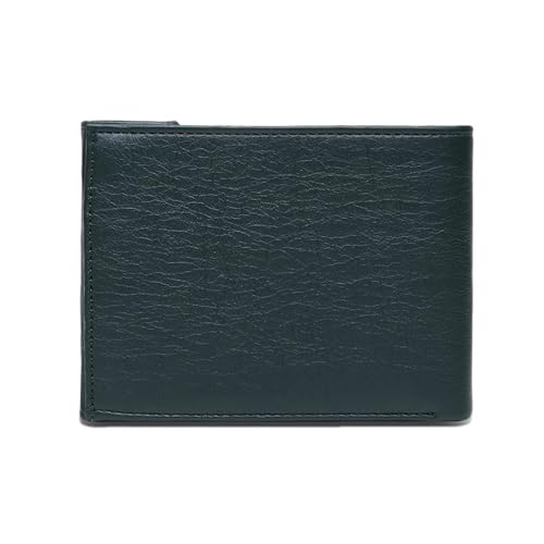 Image of VEMILIO Men's Vegan Leather Wallet for Men | Edge Cut Slim Bi-Fold Gents Purse | Stylish Wallet with Coin Pocket | 3 Card Slots | ID Window & 2 Currency Compartments (Green)