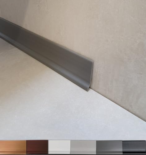 MadeInNature, Battiscopa flessibile in PVC di alta qualità, bianco, grigio chiaro, grigio scuro, nero, altezza 70 mm, lunghezza a scelta (8 ml, grigio scuro)