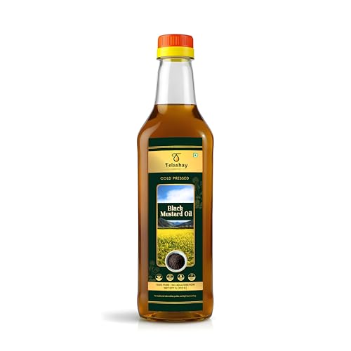 Telashay Cold Pressed Black Mustard Oil | 100% Pure, Natural & Unfiltered | Bold Aroma for Traditional Recipes & Ayurvedic Uses | Health-Boosting Omega-3 Rich Oil | Legacy of 60 Years | (500ml)