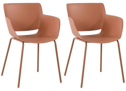 CLP Set de 2 chaises Alpena I Chaise d'extérieur Absolument résistante aux intempéries et aux UV I, Couleur:Terracotta