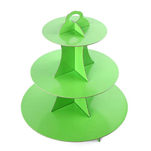 YLDW 3-Tier green Cardboard Cupcake Stand holder (12"W x 12.8"H) Tower suit