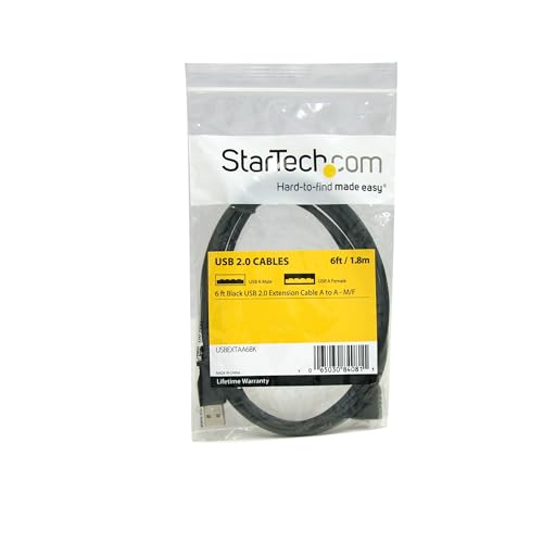 Image of StarTech.com 6 ft Black USB 2.0 Extension Cable A to A - M /F (USBEXTAA6BK)
