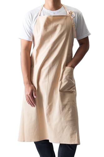 [Chapdaddy] エプロン メンズ専用 撥水加工 カフェ風 リネン配合生地 長尺 すらっとエプロン(クリーム)（Amazon）