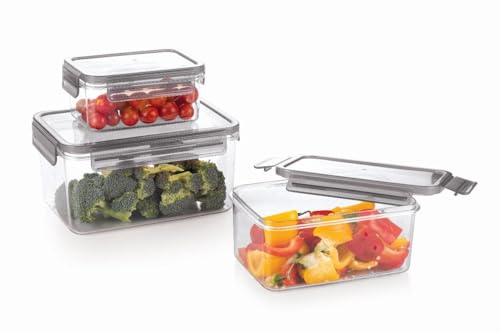 Image of INKULTURE Air Tight Food Storage Container Set of 03 (550ml + 1200ml + 2300ml) | BPA-Free Leakproof Plastic Kitchen Containers with Lid | Fridge & Pantry Organizer Box for Fruits, Vegetables Etc.