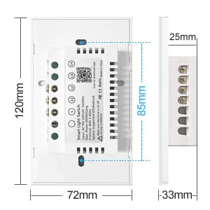 MIUCDA Interruptor Inteligente de Touch Luz Sem Neutra 4x2 RF433MHz Wi-Fi para Smart Life Tuya App T