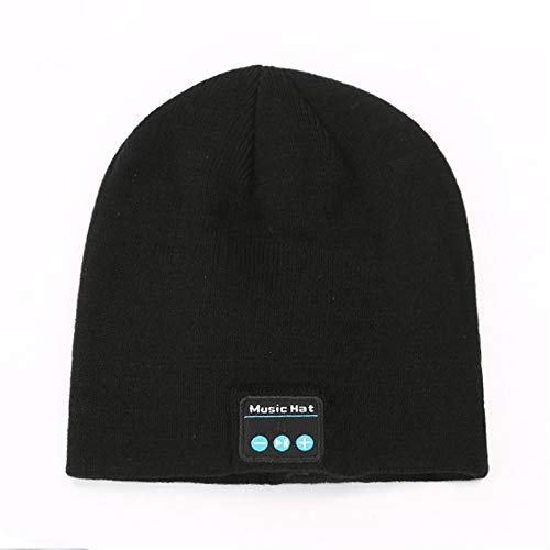 ZZM Bonnet Bluetooth pour l'hiver sans Fil avec écouteurs stéréo et Micro Batterie Rechargeable, Noir