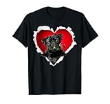 BLACK Pug Dog Rose Heart Valentines Day Couple Men Women T-Shirt