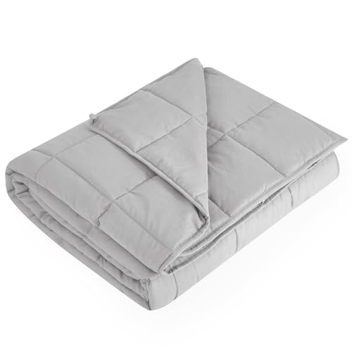 L'AGRATY Weighted Blanket - 60"x80" 15lbs Cooling Breathable Heavy Blanket Microfiber Material with Glass Beads for Adult All-Season Summer Fall Winter Soft Thick Comfort