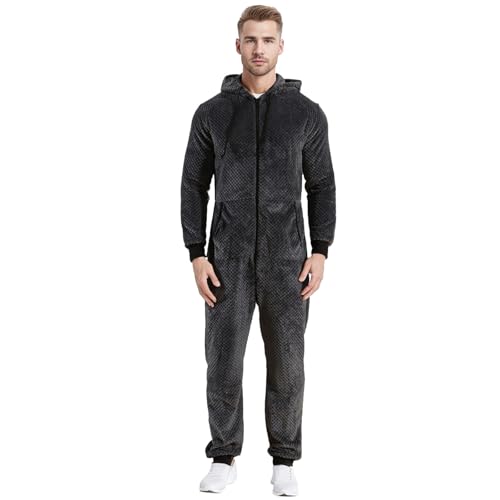Cexiakong Mono para hombre, mono de forro polar de doble cara, pijama de manga larga, sudaderas con capucha, pijama, pijama de una pieza, térmico, ropa de casa, engrosado, pijama, camuflaje, ropa de
