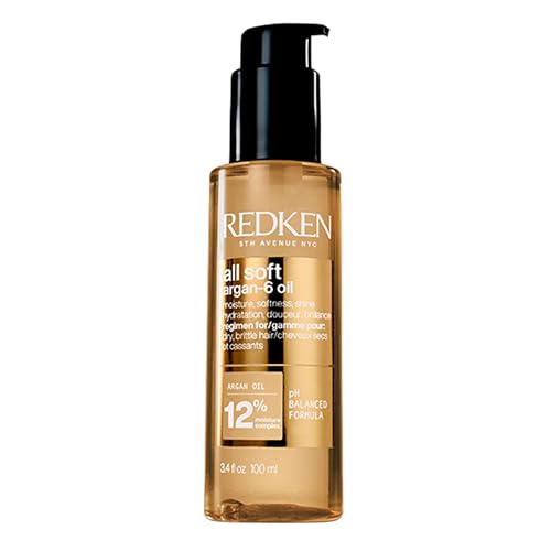 Redken, Olio Professionale per Capelli Secchi e Fragili, Idratante, Arricchito con Olio di Argan e Omega 6, All Soft, 100 ml