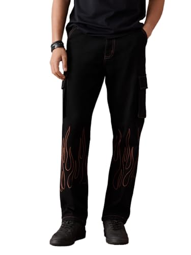 Image of The Souled Store Straight-Fit Denim: Men and Boys Cotton Blend Straight Fit Cargo Pockets Lightweight Everyday All-Season Denim Jeans