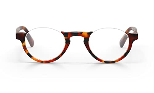 eyebobs Vice Chair Premium Reading Glasses for Women and Men | Half Rim Narrow-Size Reading Glasses | Matte Tortoise Front and Temples | 2.00