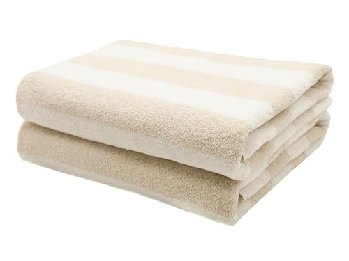 ZOLLNER Set de 2 draps de Douche, 75x140 cm, 100% Coton, Beige