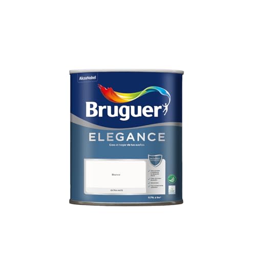 Bruguer ELEGANCE Pintura Monocapa ExtraMate, Paredes y Techos, Interior, Exterior protegido, Alta Durabilidad, UltraLavable, Resistente al Desgaste y Manchas Blanco 750 ml