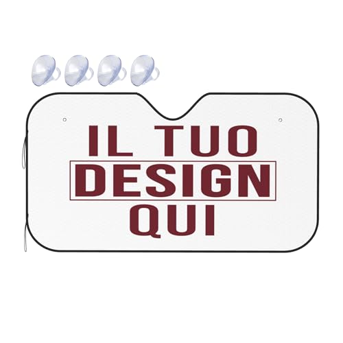 Parasole Auto Personalizzato Con Foto E Testo – Protezione Solare Pieghevole 130x70cm – Blocca Raggi UV E Mantiene Fresco L'Abitacolo