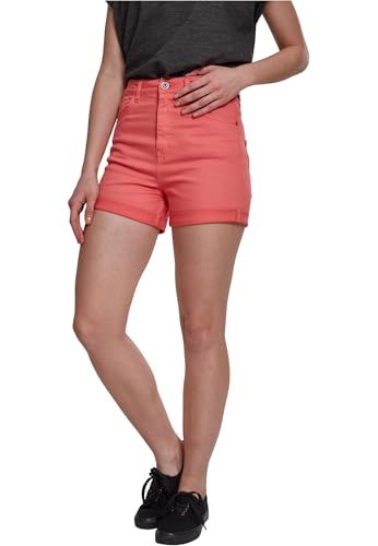 Urban Classics Pantalones Cortos para Mujer de Cintura Alta, Rosa (Coral 00092), 30