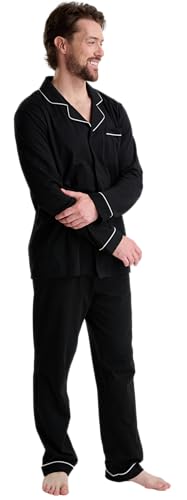 GIVEITPRO Cotton Jersey Knit Men's Long Button-Down Sleepwear Pajama Set3