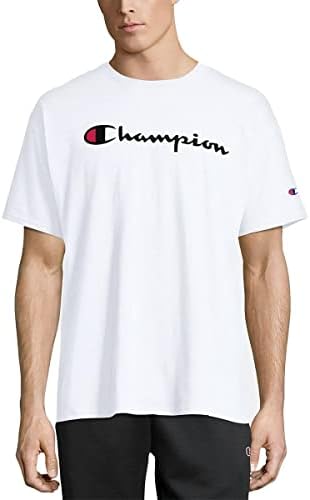 Champion mens Classic T-shirt, Classic Script T Shirt, White-y06794, Large US