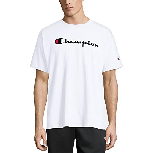 Champion Mens Classic T-Shirt, Classic Script T Shirt, White-Y06794, Large Us #TOP4