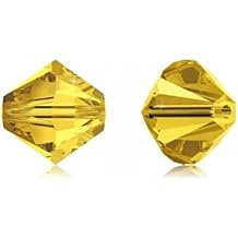 100pcs Authentic Premium Austrian Crystals 5328 Xilion 3mm 0.12 inch Small Bicone Crystal Beads Made in Austria for Jewelry Craft Making Light Topaz SWA-b308