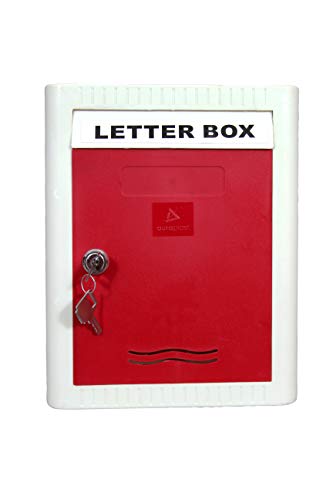 Image of Plastic Small Size Letter Box for Home /Mail Box /Letter Box for gate and Wall with Key Lock- Outdoor & Indoor Use- Red Color