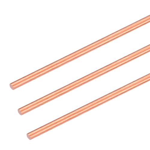 PATIKIL 3Pcs 99.99% Pure Copper Round Rod, 1.4mm / 0.06" Dia 12.6" Length Bare Copper cu Metal Rod Lathe Bar Stock for DIY Metal Craft Hobbies Gardening Industry Decoration