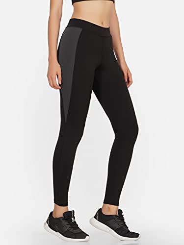 Image of Imperative Women's Skinny Fit Synthetic Leggings (NLT24 Black, Grey L)