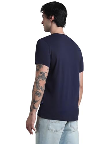 Image of Jack & Jones Men Pure Cotton Typography Printed Slim Fit T-Shirt