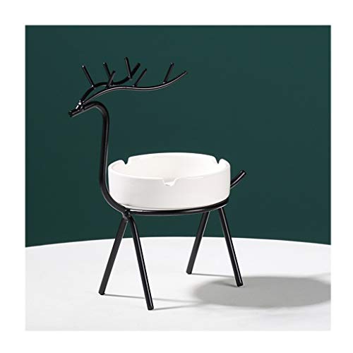 Cenicero Decorativo ciervos Cenicero, Cenicero de cerámica Oficina, creativo, Personalidad, cenicero del cigarro, del Ministerio del Interior al aire libre Bar, regalo, Negro, Oro Titular de cenicero